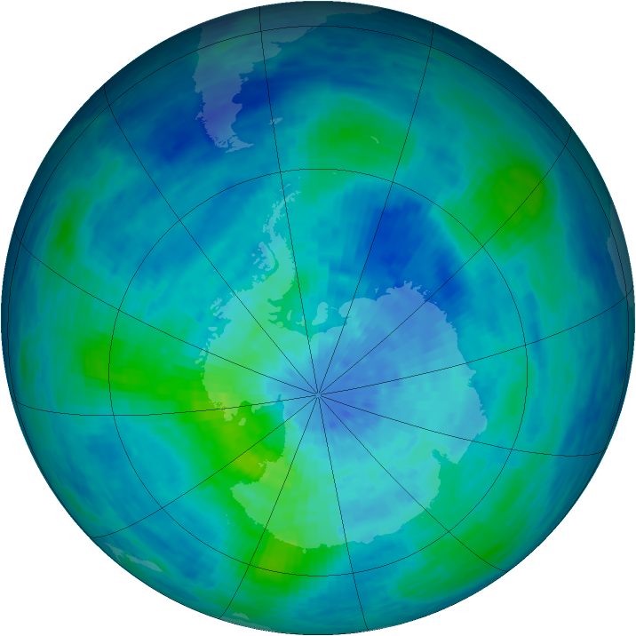 Antarctic ozone map for 16 March 1994